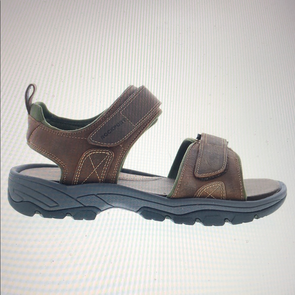 Rockport Men’s Springboro Rocklake Brown Leather Sandals Size 11